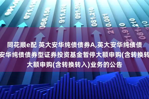 同花顺e配 英大安华纯债债券A,英大安华纯债债券C: 关于英大安华纯债债券型证券投资基金暂停大额申购(含转换转入)业务的公告