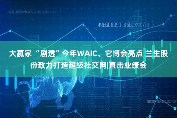 大赢家 “剧透”今年WAIC、它博会亮点 兰生股份致力打造超级社交网|直击业绩会